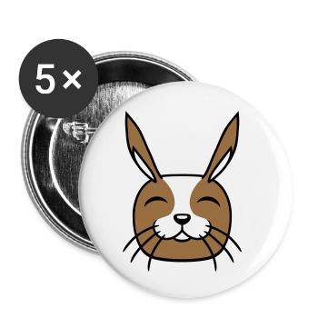 Hase Lustig Gesicht Lächeln glücklich freundlich - Buttons klein 25 mm (5er Pack) - Weiß - Vorne