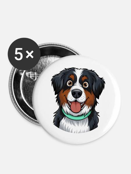 Berner Sennenhund Portrait - Buttons klein 25 mm (5er Pack) - Weiß