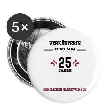 Verkäuferin 25 Jahre Jubiläum 25. Firmenjubiläum - Buttons klein 25 mm (5er Pack) - Weiß - Vorne