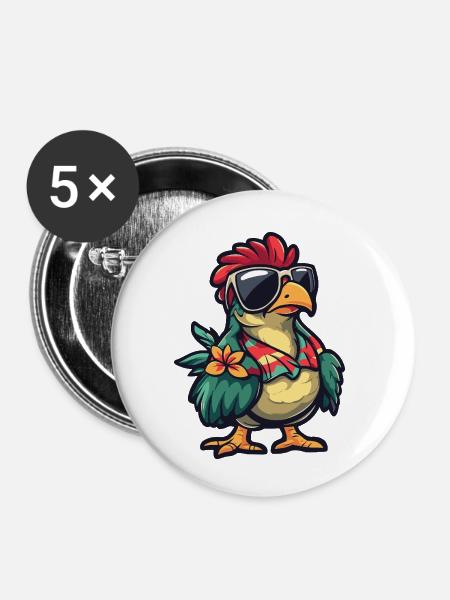 Truthahn Comic Lustig Sommer - Buttons klein 25 mm (5er Pack) - Weiß