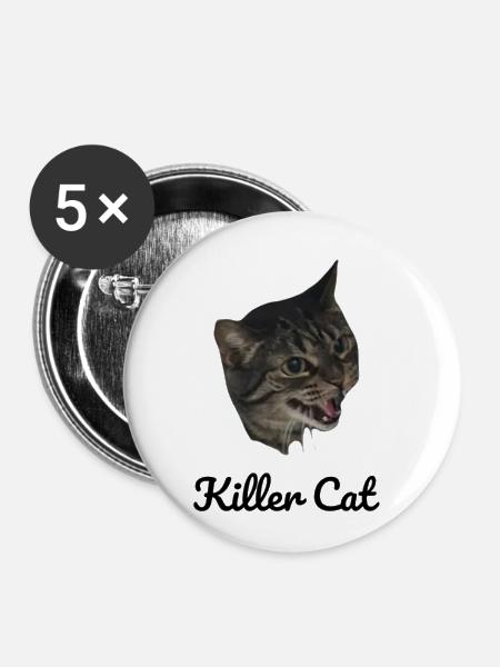 Killer Cat - Buttons klein 25 mm (5er Pack) - Weiß