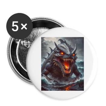 Akugyo Monstre marin démoniaque aux yeux brillants et r - Lot de 5 petits badges (25 mm) - blanc - Devant