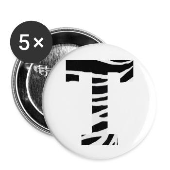 Lettre t zèbre - Lot de 5 petits badges (25 mm) - blanc - Devant