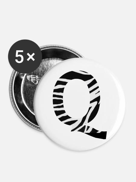 Buchstabe q zebra - Buttons klein 25 mm (5er Pack) - Weiß
