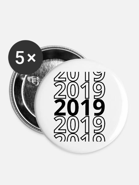 2019 2019 2019 - Buttons klein 25 mm (5er Pack) - Weiß