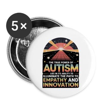Die wahre Kraft von Autismus - Empathie & Innovation. - Buttons klein 25 mm (5er Pack) - Weiß - Vorne