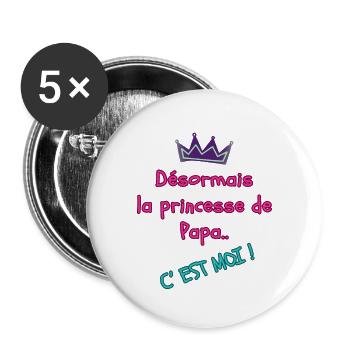 Princesse de Papa - Lot de 5 petits badges (25 mm) - blanc - Devant