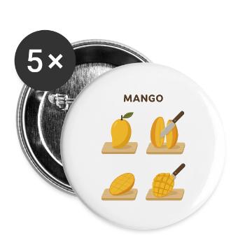 Mango Frucht lecker Geschenk - Buttons klein 25 mm (5er Pack) - Weiß - Vorne