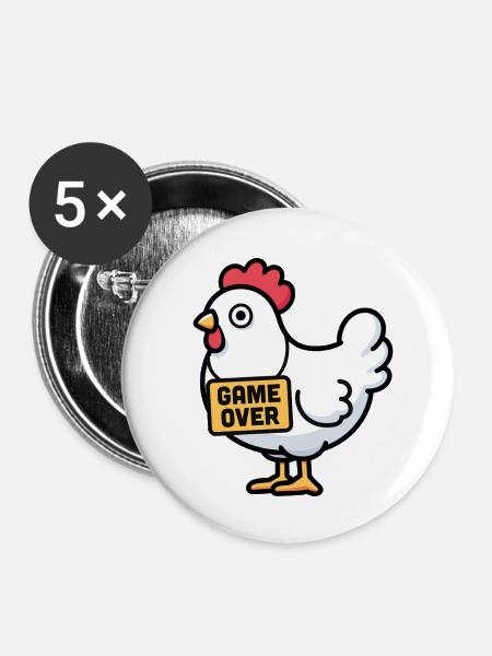 Hühnchen-Spiel vorbei - Buttons klein 25 mm (5er Pack) - Weiß
