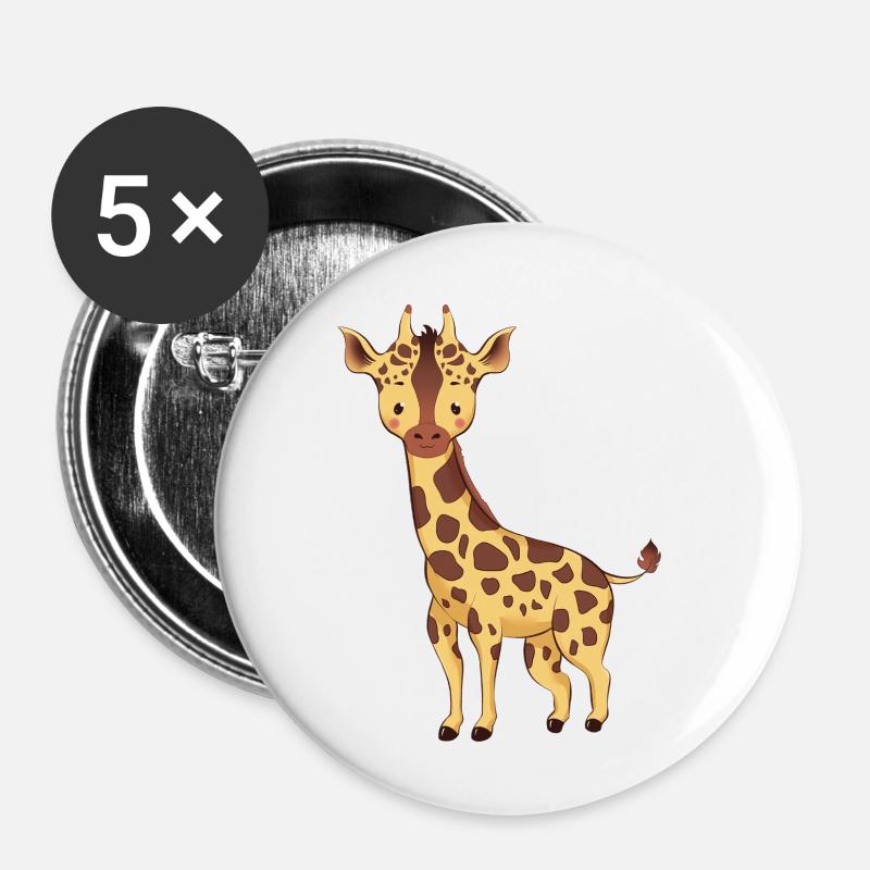 Giraffe - Buttons small 1''/25 mm (5-pack) - white