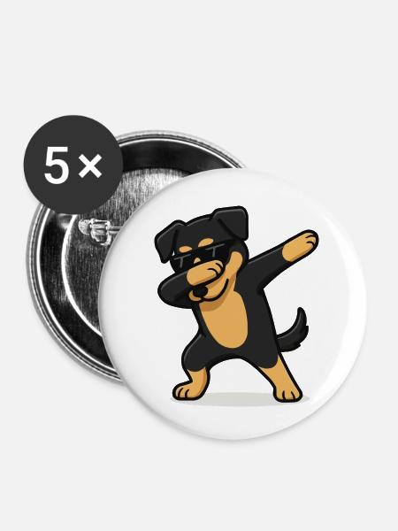 hund comic dabbing - Buttons klein 25 mm (5er Pack) - Weiß