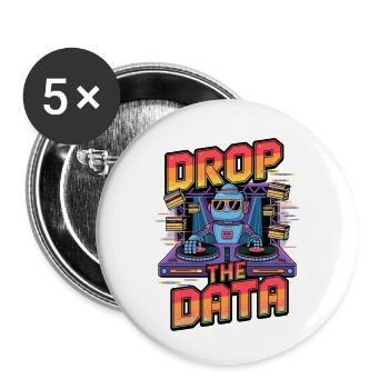 Drop the Data DJ Robot Techno Design - Buttons small 1''/25 mm (5-pack) - white - Front