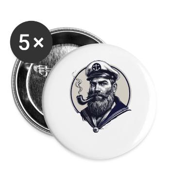 Capitaine Hambourg St Pauli Crâne de la ville hanséatique - Lot de 5 petits badges (25 mm) - blanc - Devant