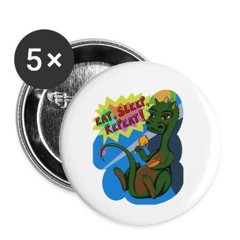 Eat sleep repeat - Lot de 5 petits badges (25 mm) - blanc - Devant