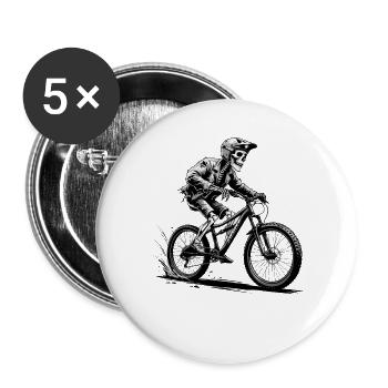 Mountainbike Fahrrad Biken Downhill Sport Abfahrt - Buttons klein 25 mm (5er Pack) - Weiß - Vorne