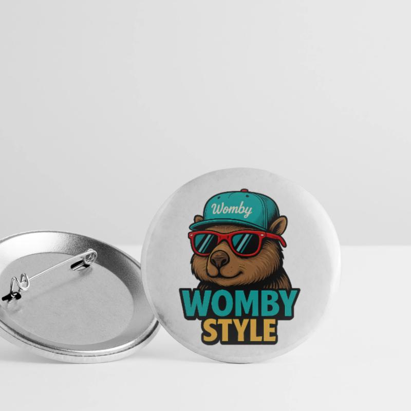 Womby Style Biber mit Sonnenbrillen Buttons klein 25 mm (5er Pack)