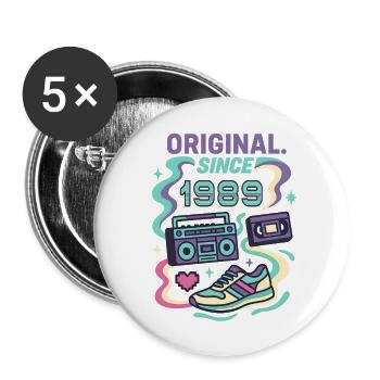 Original since 1989. Geburtsjahr 1989 - Buttons klein 25 mm (5er Pack) - Weiß - Vorne