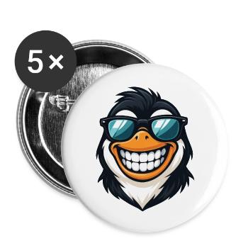 Cooler Pinguin Sonnenbrille Sommer Grinsen Spaß - Buttons klein 25 mm (5er Pack) - Weiß - Vorne