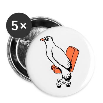 Oiseau Assis Chaise Bureau Chaise Pivotante Travail - Lot de 5 petits badges (25 mm) - blanc - Devant
