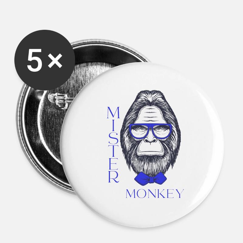 Mister Monkey Shirt - Buttons klein 25 mm (5er Pack) - Weiß