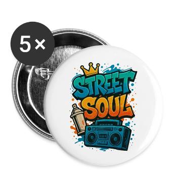 Street Soul Graffiti – Motif d’art mural urbain - Lot de 5 petits badges (25 mm) - blanc - Devant