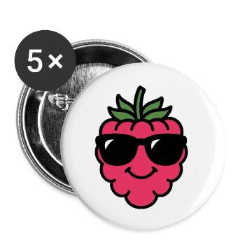 Himbeer-Kopf - Buttons klein 25 mm (5er Pack) - Weiß - Vorne