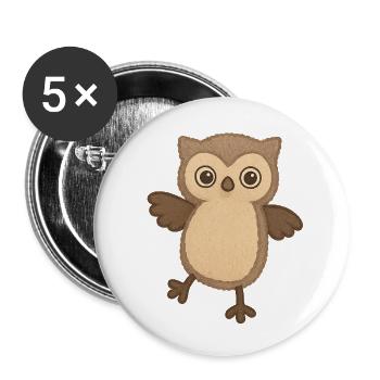 T-shirts hibou pour enfants – Clever Forest Animal Design - Lot de 5 petits badges (25 mm) - blanc - Devant