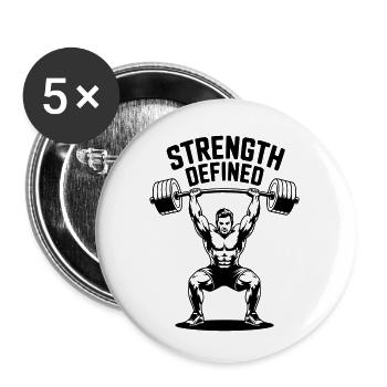 Strength defined - Fitness Motivation - Buttons klein 25 mm (5er Pack) - Weiß - Vorne