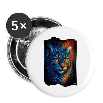 Mystical lynx wildcat in firelight - Buttons small 1''/25 mm (5-pack) - white - Front