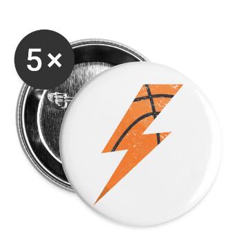 Blitz de basket-ball énergique - Lot de 5 petits badges (25 mm) - blanc - Devant