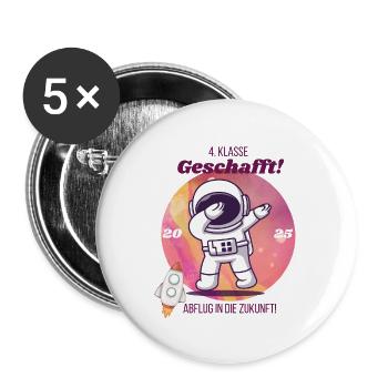 4e année terminée – Futur 2025 - Lot de 5 petits badges (25 mm) - blanc - Devant
