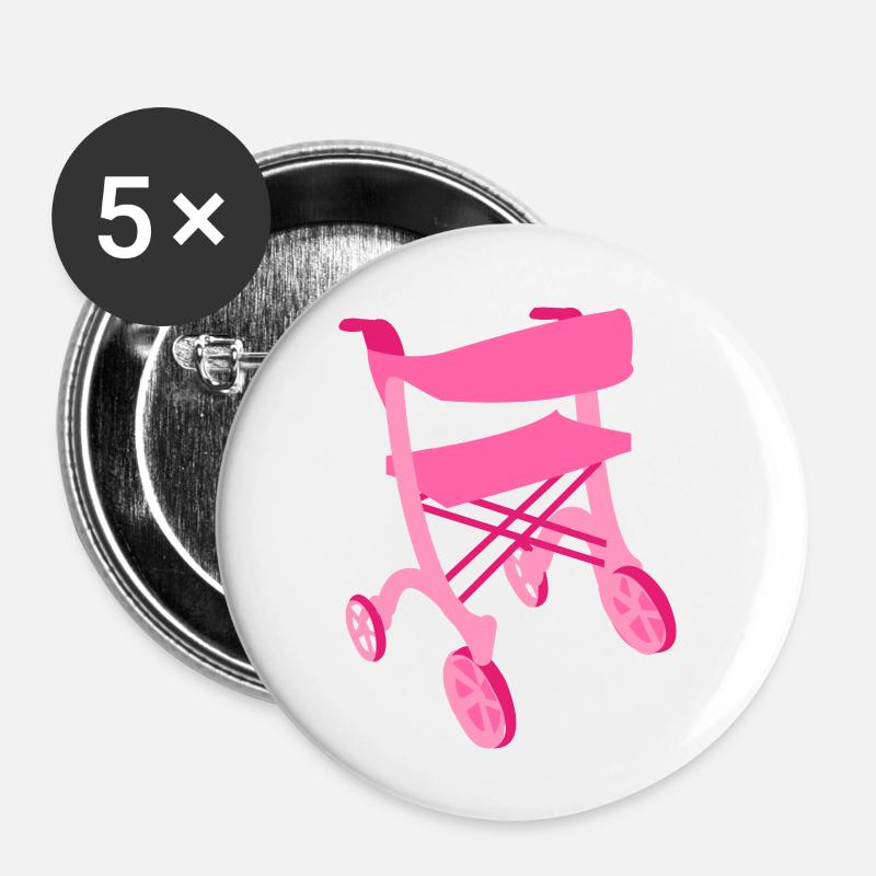 Mobility Pride – Pink Walker Edition - Buttons klein 25 mm (5er Pack) - Weiß