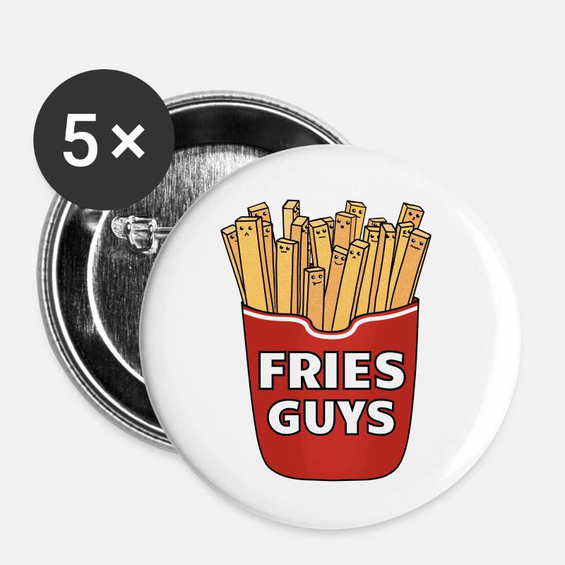 FRITES LES GARS - Lot de 5 petits badges (25 mm) - blanc