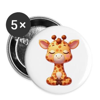 Süße Giraffe Yoga Meditation Entspannung Chill - Buttons klein 25 mm (5er Pack) - Weiß - Vorne