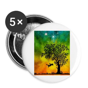Child on the swing - Buttons klein 25 mm (5er Pack) - Weiß - Vorne