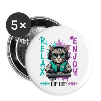 CatDJ Hip-Hop Splash - Buttons small 1''/25 mm (5-pack) - white - Front