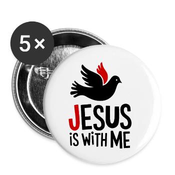 Jésus est avec moi - Lot de 5 petits badges (25 mm) - blanc - Devant