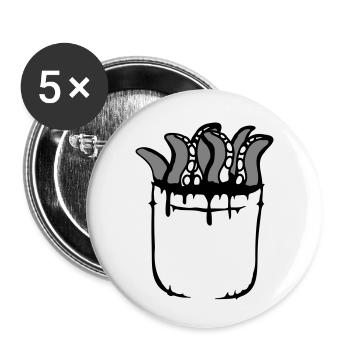 Tentakel Brusttasche Oktopus Monster Hemdtasche - Buttons klein 25 mm (5er Pack) - Weiß - Vorne