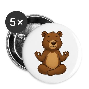 Süßer Bär Yoga Entspannung Chill Meditation Relax - Buttons klein 25 mm (5er Pack) - Weiß - Vorne