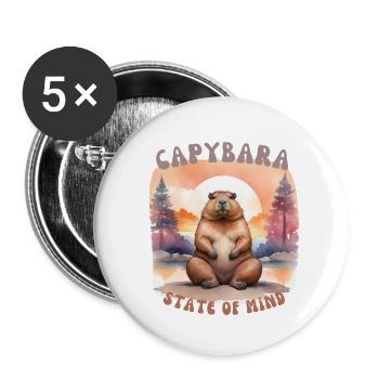Capybara State of Mind – Chill & Calm Design - Buttons small 1''/25 mm (5-pack) - white - Front