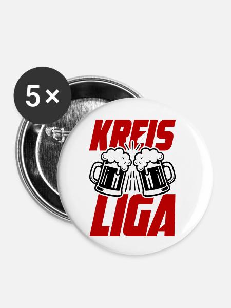Kreisliga Bier - Buttons klein 25 mm (5er Pack) - Weiß