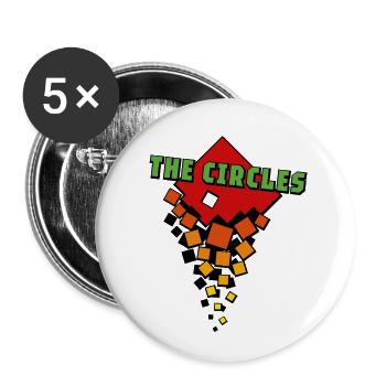 Carrés oranges Cercles verts - Lot de 5 petits badges (25 mm) - blanc - Devant