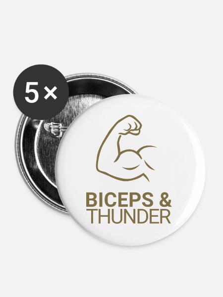 Biceps & Thunder - Buttons klein 25 mm (5er Pack) - Weiß