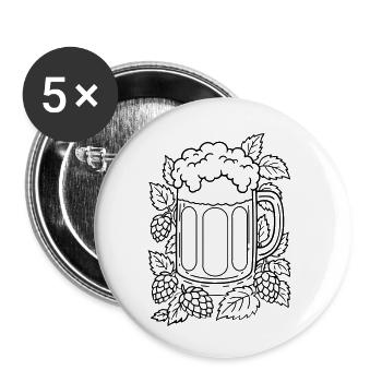 Bier und Hopfen - Buttons small 1''/25 mm (5-pack) - white - Front