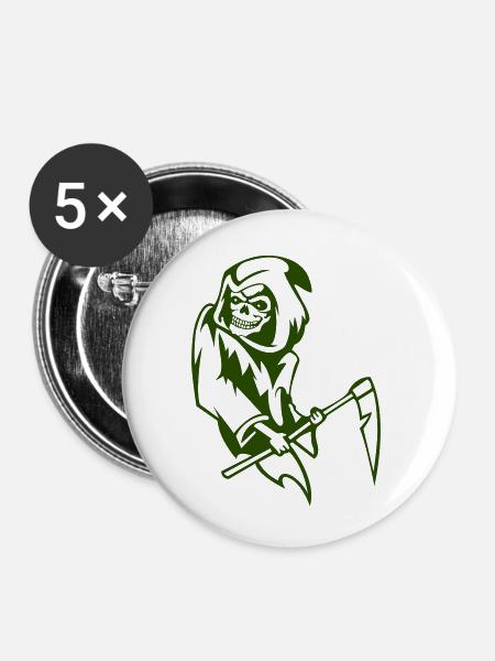 Sensenmann - Buttons klein 25 mm (5er Pack) - Weiß