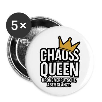 Chaos Queen. Krone verrutscht, aber glänzt. - Buttons klein 25 mm (5er Pack) - Weiß - Vorne