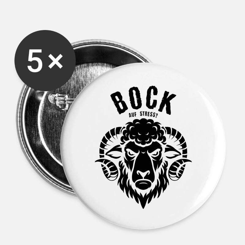 Bock auf Stress? - Buttons klein 25 mm (5er Pack) - Weiß