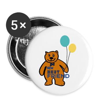 Ours avec des ballons - Lot de 5 petits badges (25 mm) - blanc - Devant