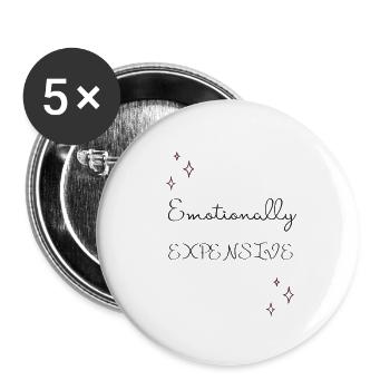 Emotional teuer – Soft Girl Aesthetic Zitat - Buttons klein 25 mm (5er Pack) - Weiß - Vorne