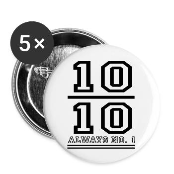 Numéro 10 Maillot Numéro Joueur de Football - Lot de 5 petits badges (25 mm) - blanc - Devant